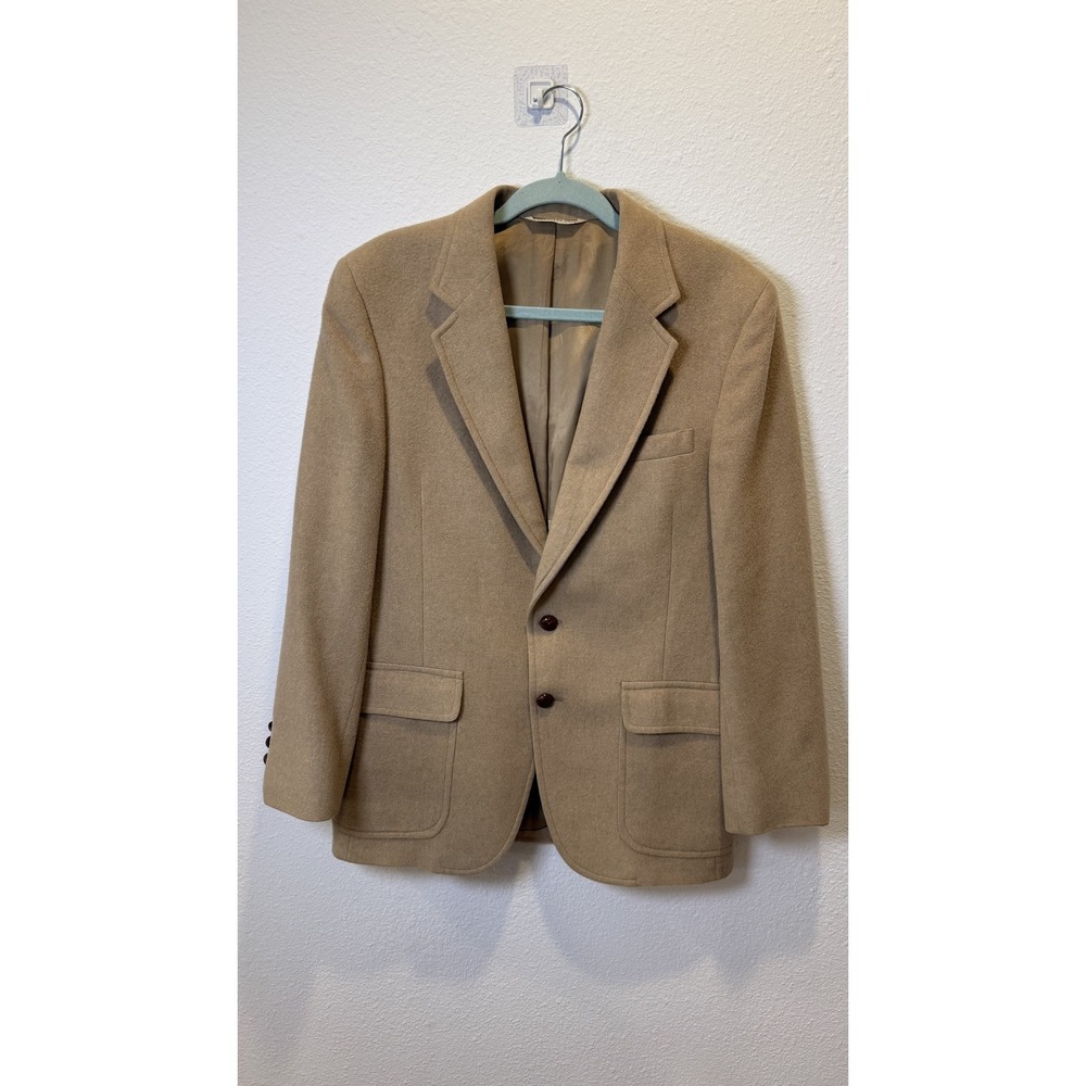 Saks Fifth Avenue Blazer Sport Coat Mens 38S Beige 100% Camel Hair 2 Button